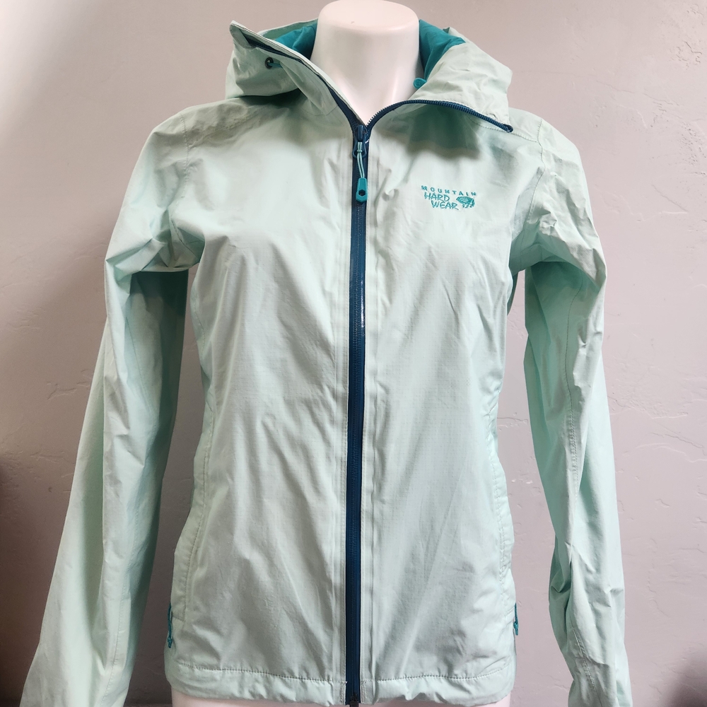 Mountain Hard Wear Green Jacket Size XS Exposure/2 Rain Paclite Lined Mesh Hoody